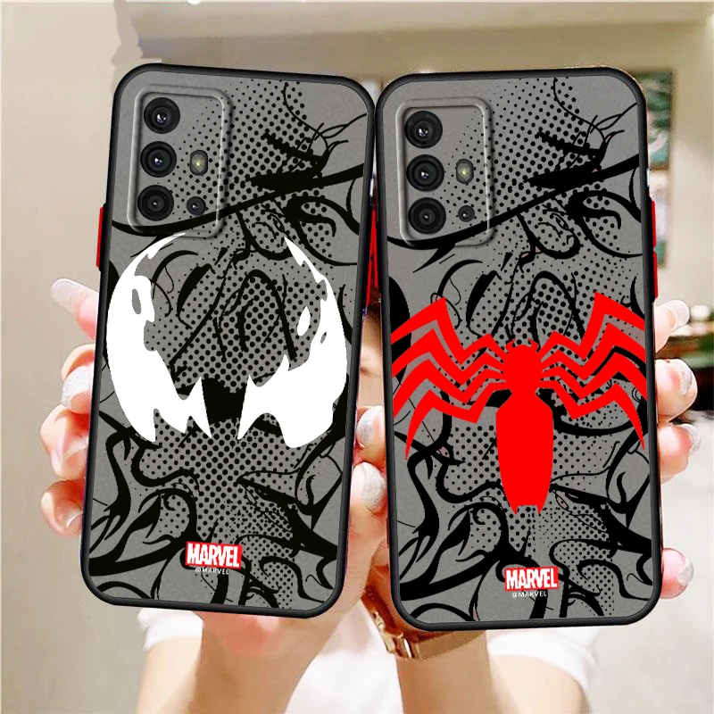 Marvel LOGO Venom Cool Frosted Translucent For Samsung Note 20 A35 A03 A54 A31 A22 A34 A14 A24 A04 A55 5G Back Phone Case