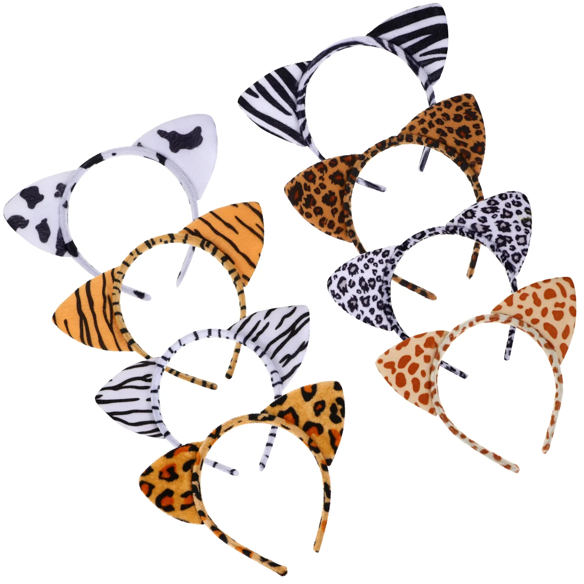 8 Pcs Aldult Little Leopard Headband Miss Animal Cat Ears Cloth Halloween Headbands