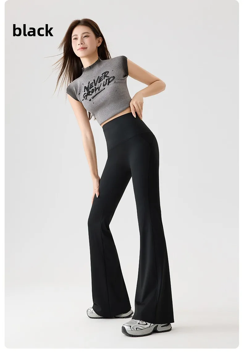 Women Bootcut Shark Yoga Flare Pants With Back Waist Pocket Fitness Workout Leggings Casual Sports Long Pants High Waist Trouser