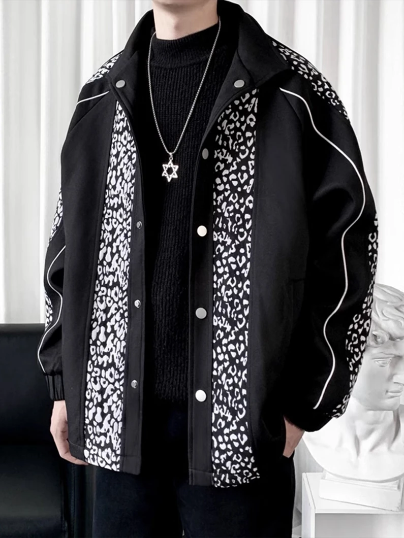 

Men's Woolen Baseball Jaet ort Sle Spring Autumn American Retro Faion Brand Youth Culture Thiened Outerwear