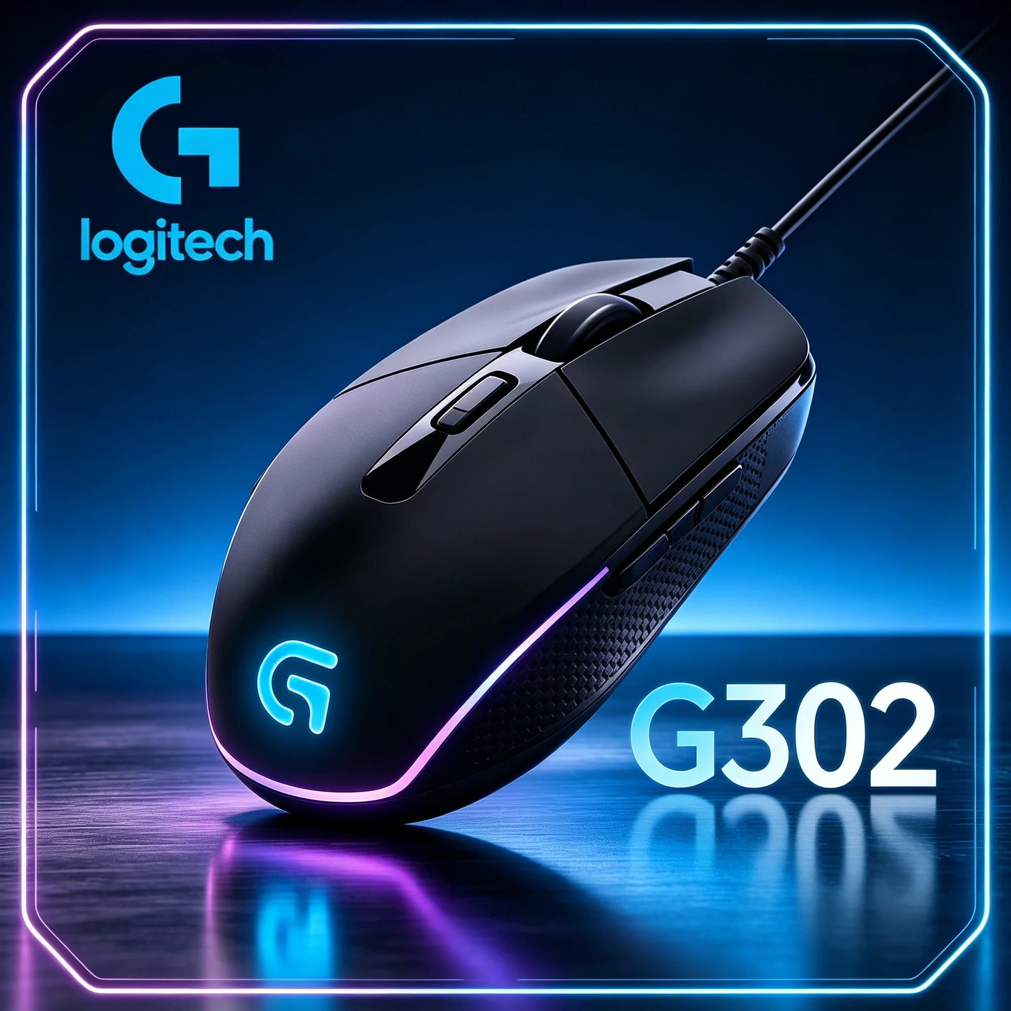 Logitech G302 Wired MOBA E‑sports Mouse RGB Custom Lighting 6 Programmable Keys PC Gaming Mice