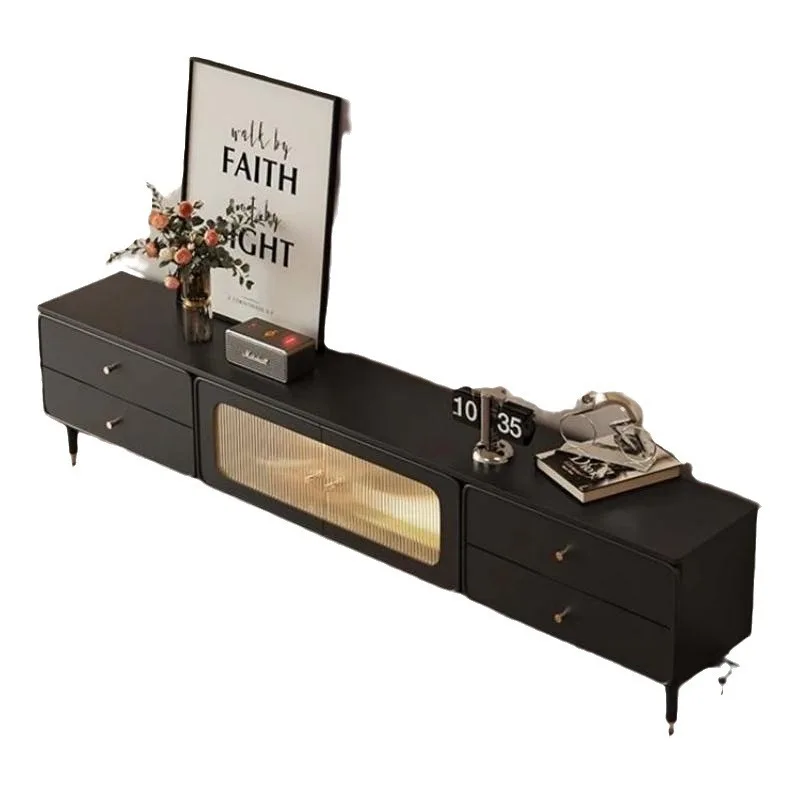 

Italian style, TV cabinet, black, coffee table, combination, simple, modern, small apartment, floor