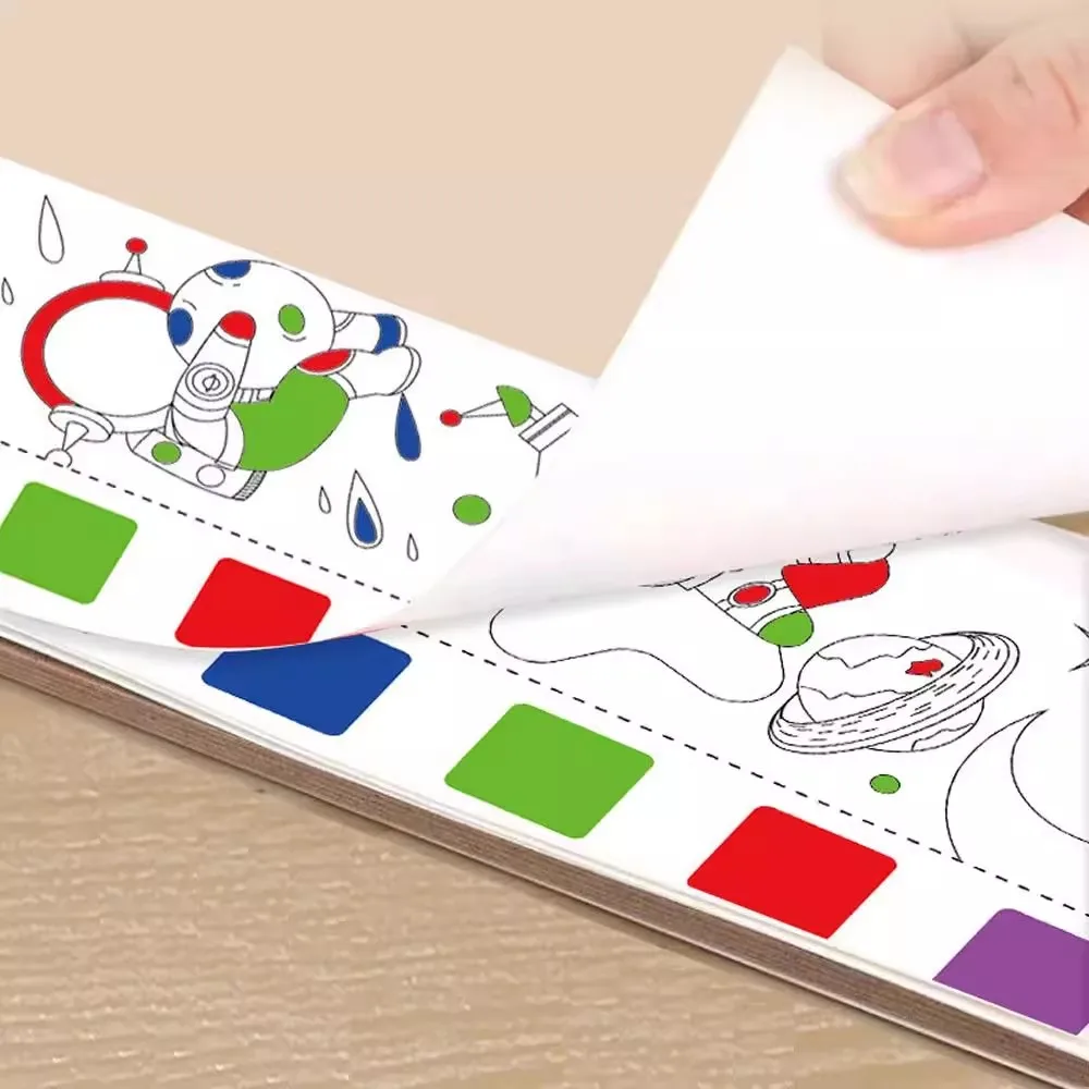مجموعة كتب تلوين مائية محمولة مكونة من 12 ورقة - فن رسومات الشعار الفضائية على شكل زهرة الجنية للبالغين والأطفال #4