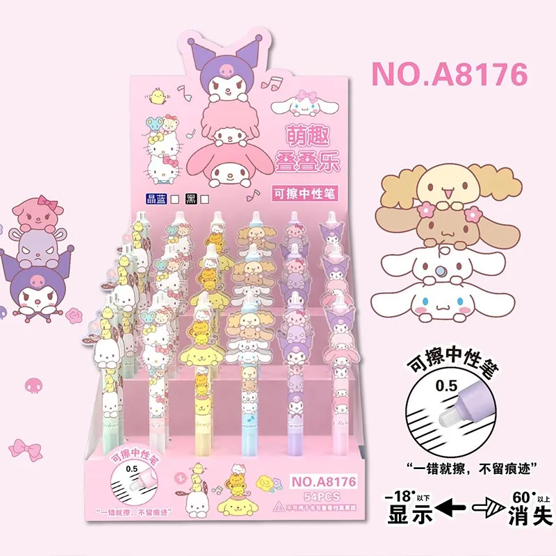 

54pcs/ лот Pochacco мелодия стирки гель Пен милый Kuromi 0,5 мм голубые чернила нейтральные ручки рекламные школьные принадлежности офиса