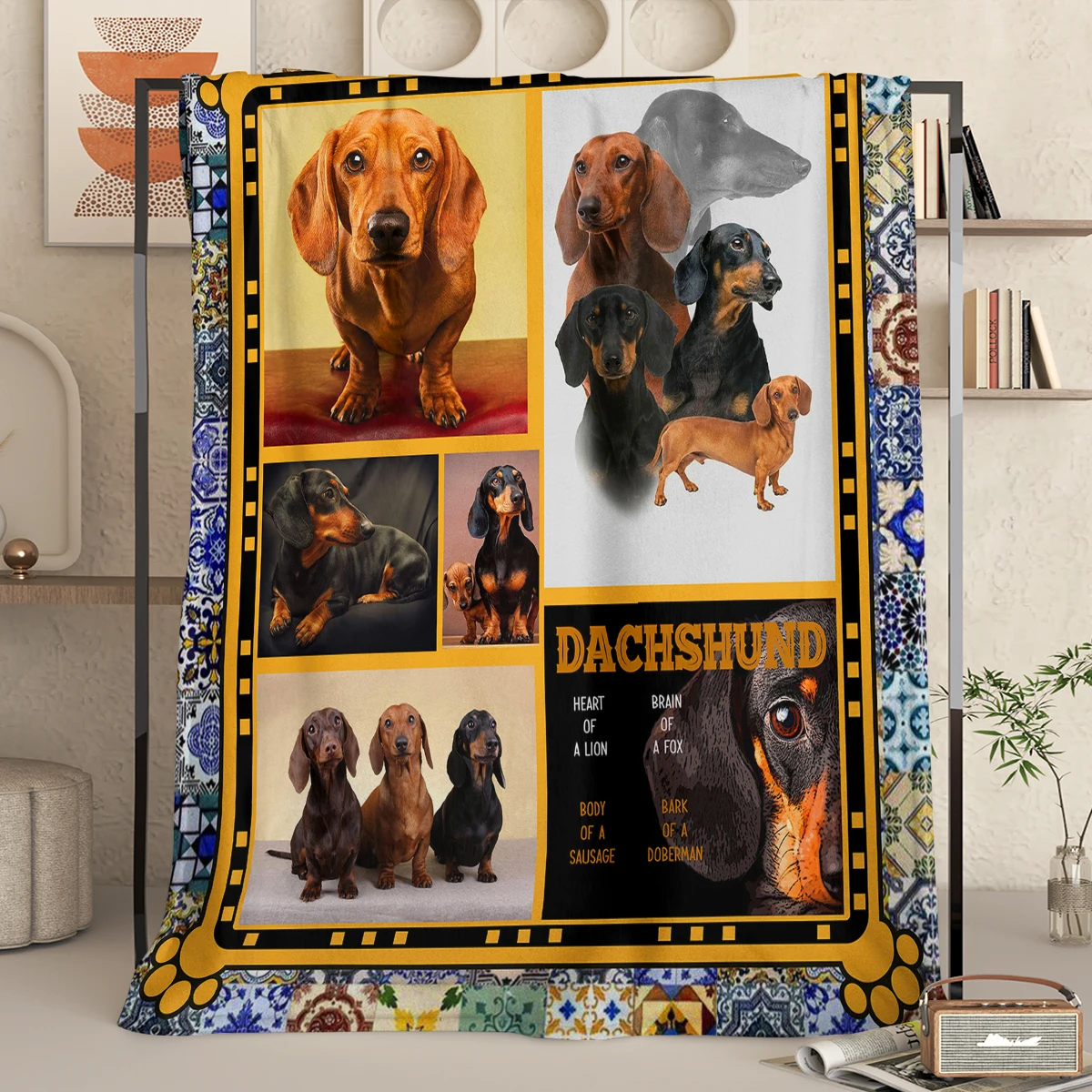 Cute Brown and Black Dachshund Design Flannel Throw Blanket Nice Gift for Dog and Animal Lovers Sofa Bed Bedroom Decor