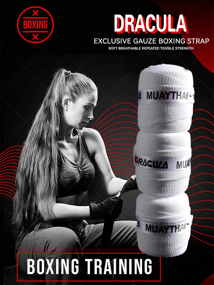 

Dracula 2pcs Boxing Handwraps Cotton White Training Bandage Martial Arts Wraps for MMA Kickboxing Muay Thai Martial Arts 3m 5m