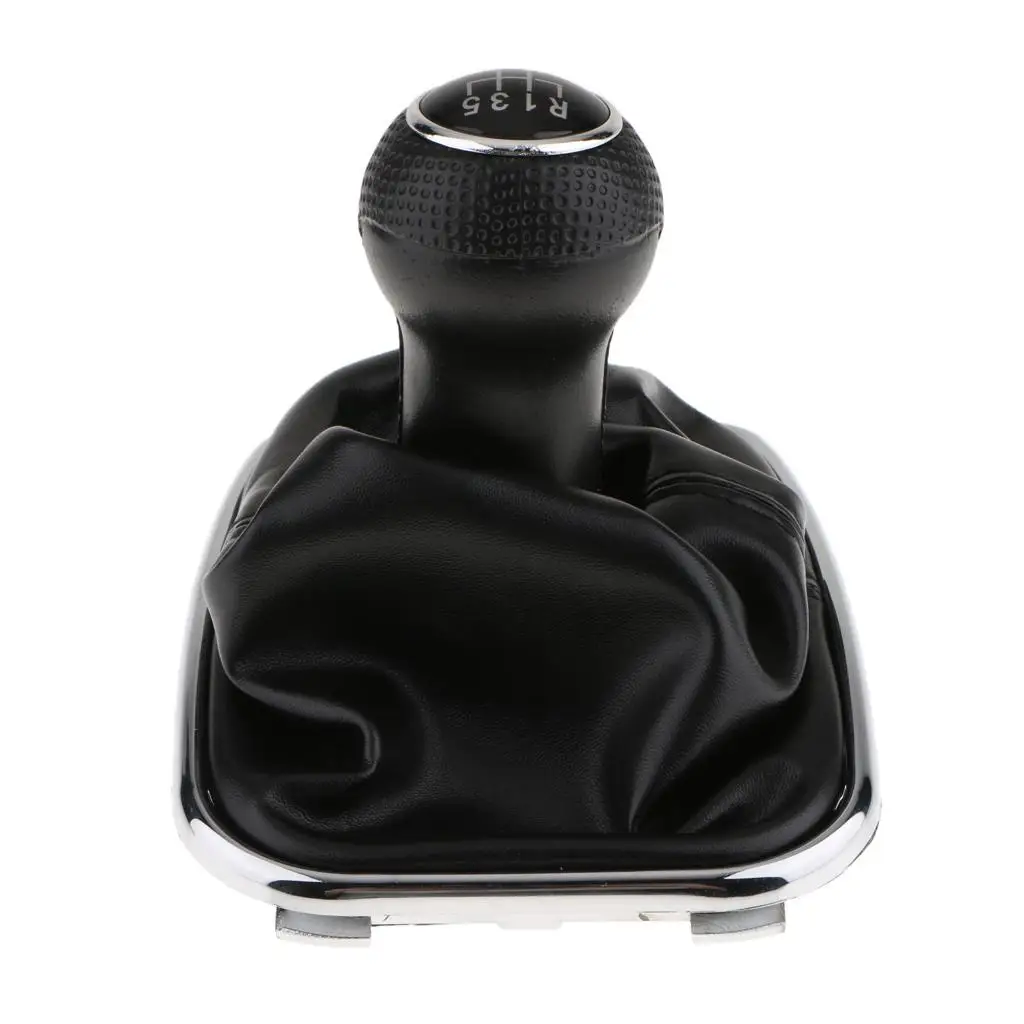 Universal Gear Shift Boot with Knob PU Leather ABS Durable Interior Trim Refit Part for Manual Cars