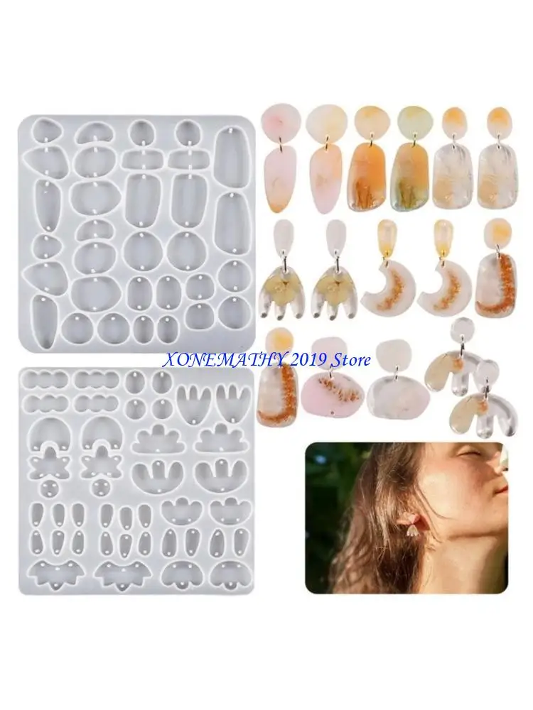 F42F Irregular Earring Pendant Silicone Molds DIY Jewelry Epoxy Resin Mold Nonstick