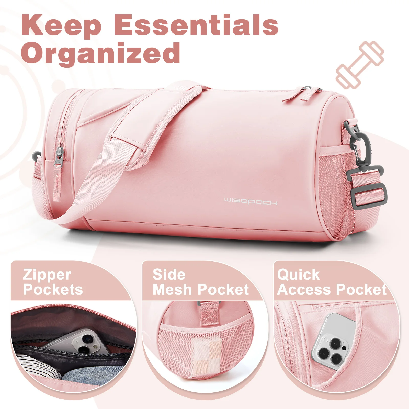 Women Men Gym Bag Sports Bag - Gym Bag with Wet Compartments for Travel, Sportsman Training Gym Bag,Travel Duffle Bag, Pool Bag