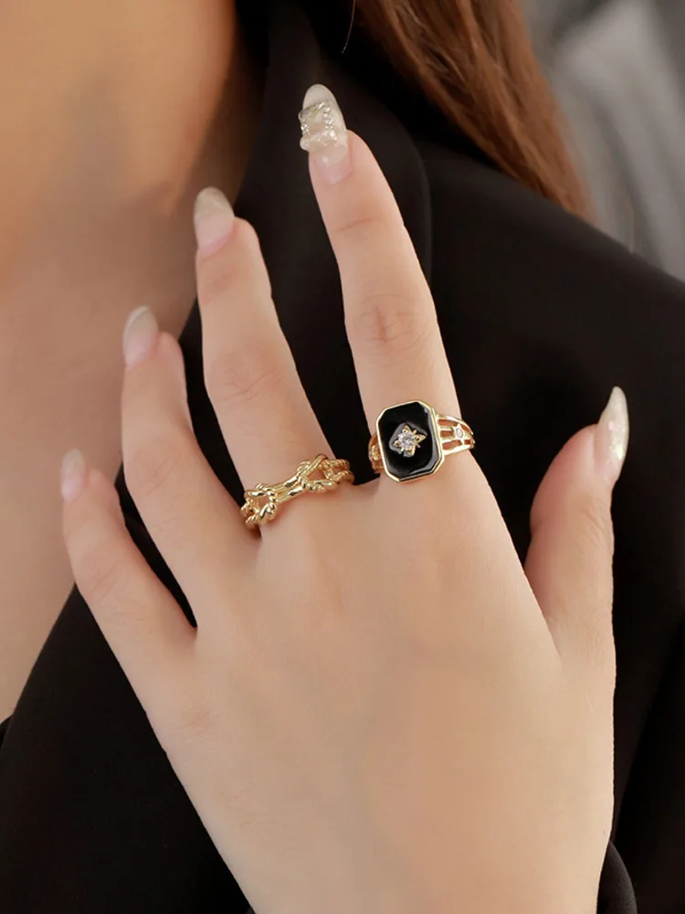 S'STEEL Luxury Zircon Rings For Women Sterling Silver 925 Minimalist Geometric Hand Accessories Adjustable Ring Fine Jewelry