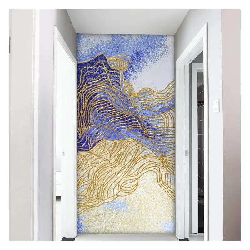 

100% hand made ice jade glass mosaic and gold foil glass mosaic tiles art decor international glass mosaic wall art mural