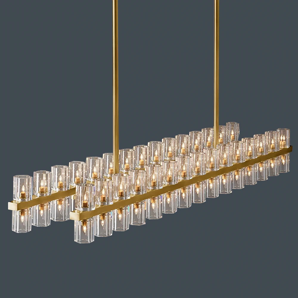 Retro LED Chandeliers Linear Brass /Chrome /Black Metal Crystal Lamps Bedroom Living Room Dining Room Lights