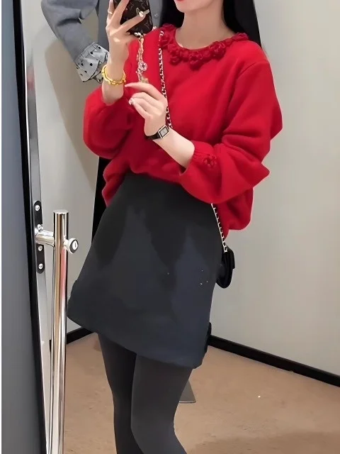 

Korean Sle A-Line Skirt Women's Faionable Vintage Slimming Versatile High Waist Spring 2026 Stand Fit Daily Wear