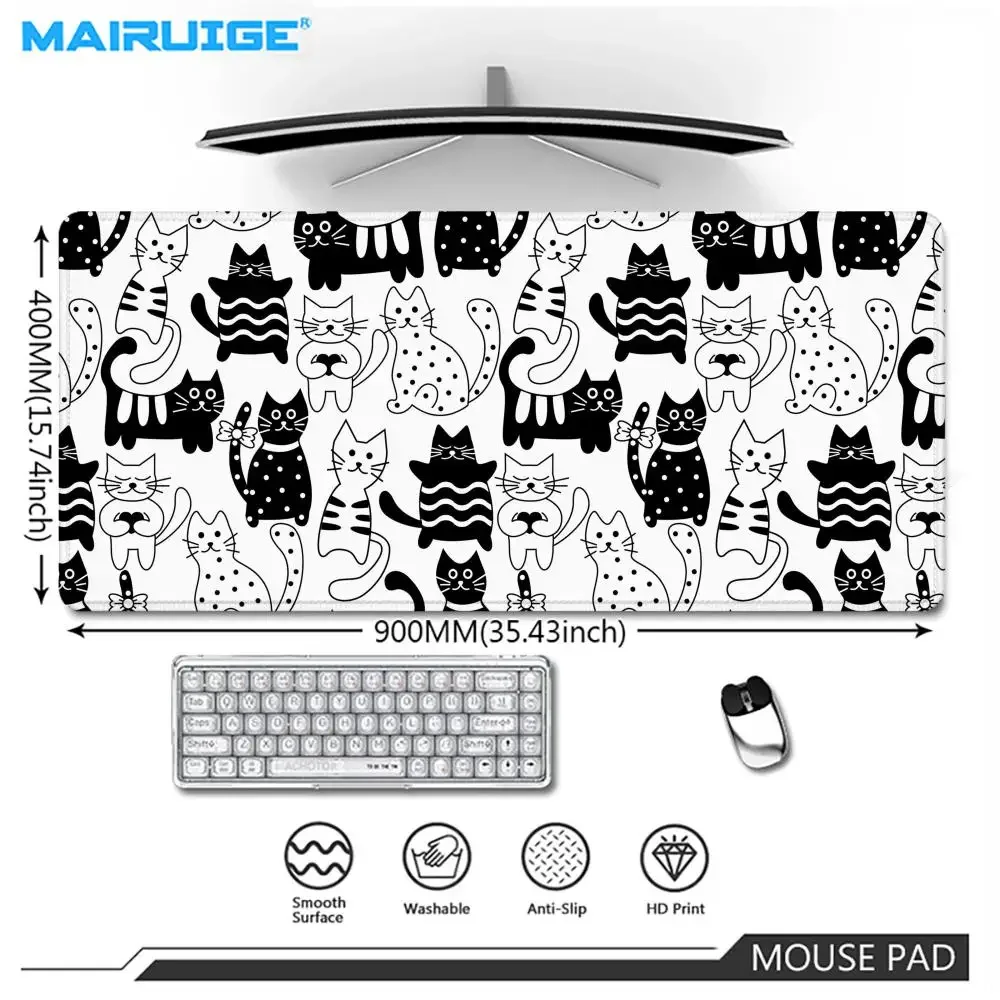 

Black white kitten Mouse Pad XXL Computer Keyboard Game Mats Desk Mat Large Mousepad Long Table Pads Office gaming accessories