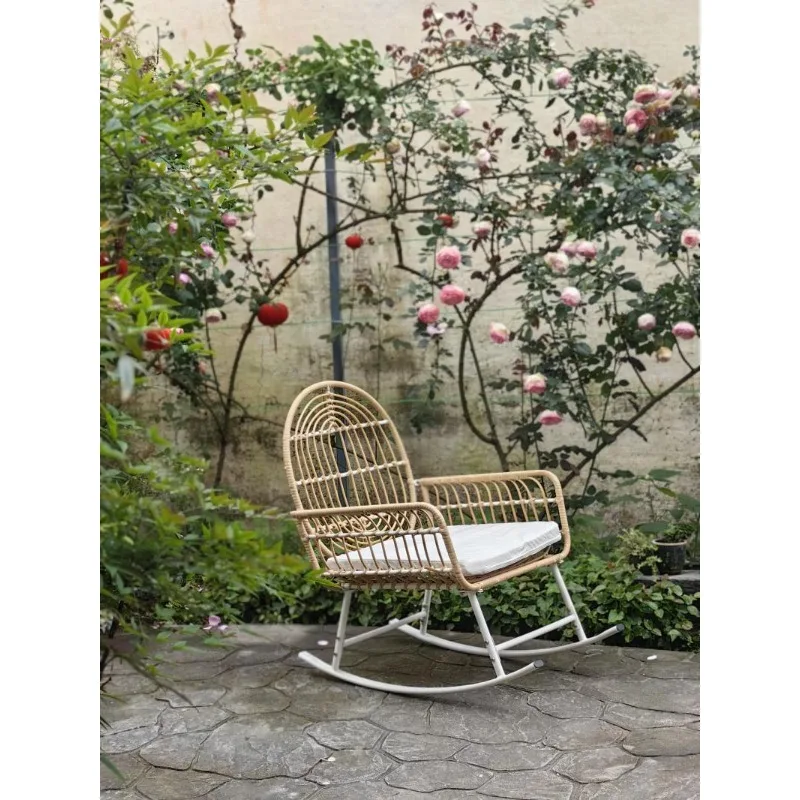 Кресло ручной работы из ротанга с откидной спинкой для дома и улицы, патио, балкона, виллы, курортные вибрации, складной стул, уличная мебель