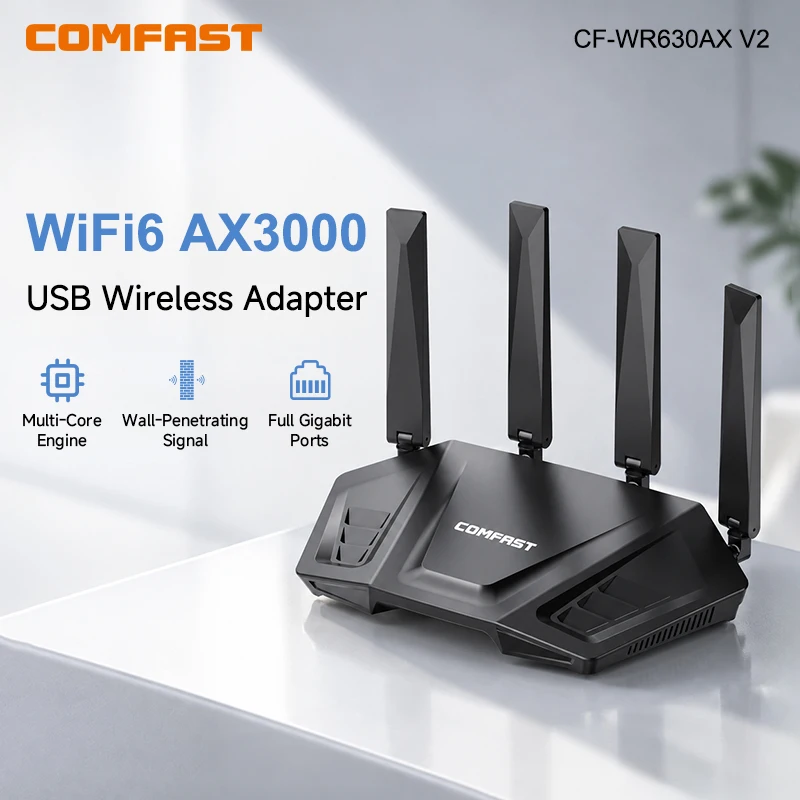 COMFAST AX3000 WiFi6 Mesh Wifi Router with 4Antenna MU-MIMO WPA3 Wireless Gigabit Amplifier 2.4/5.8Ghz WiFi Repeater Extend Home