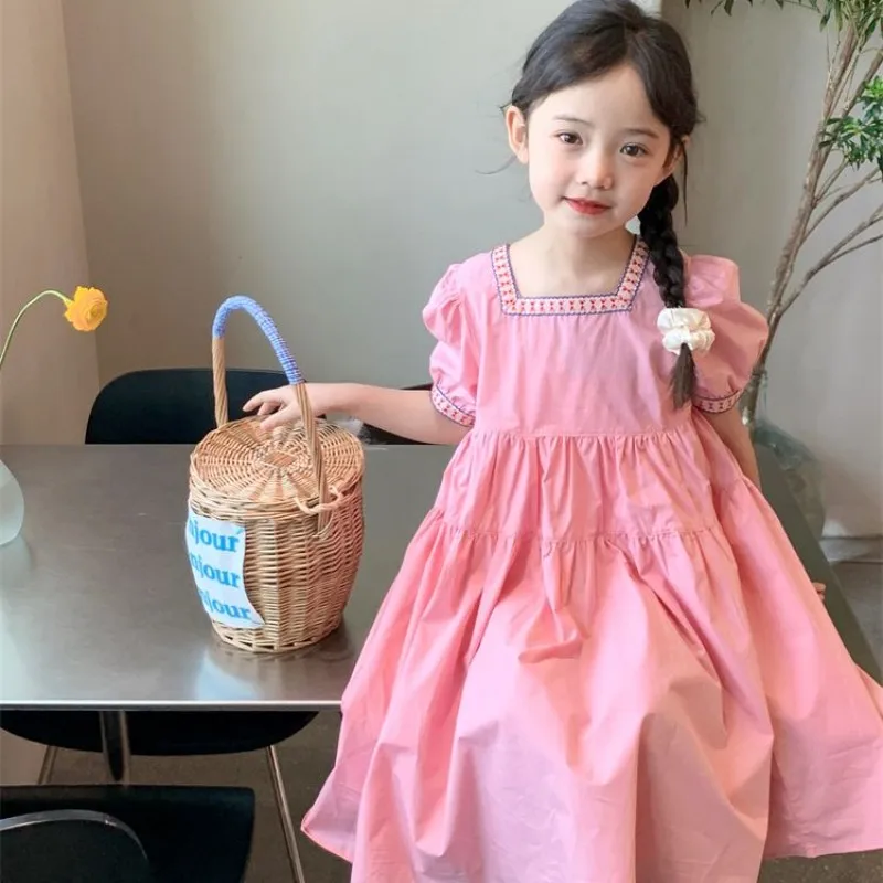 

Girls Baby Short sleeved Princess Dress Summer New Children's Loose Style Western A-line Dress Elegant Dress