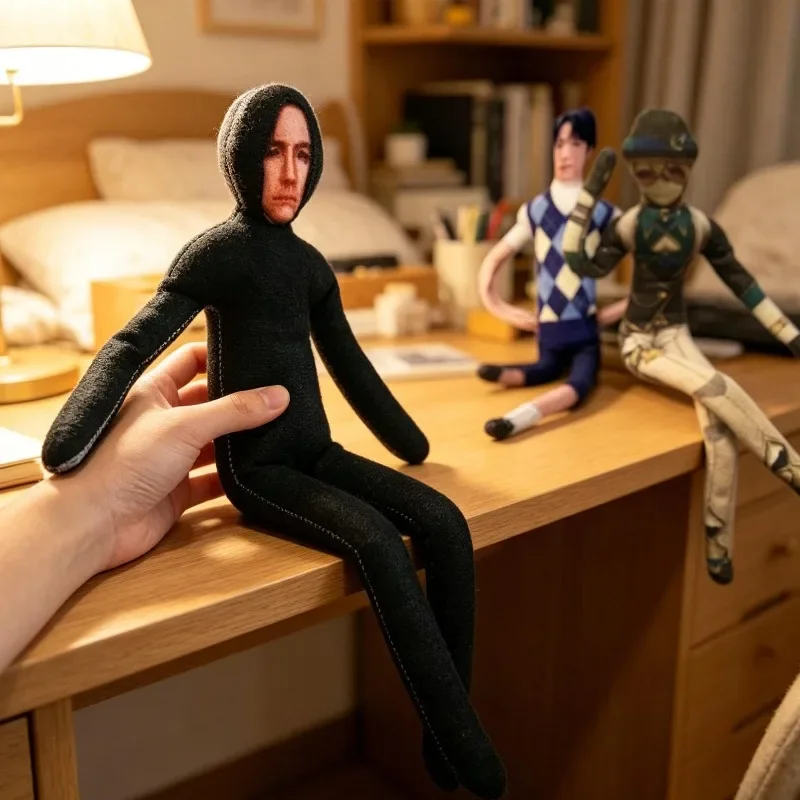 1/5PCS Custom Photo Stuffed Plush Doll, Personalized Long Body Bendable Toy with Clothes Print, Poseable Action Figure Decor