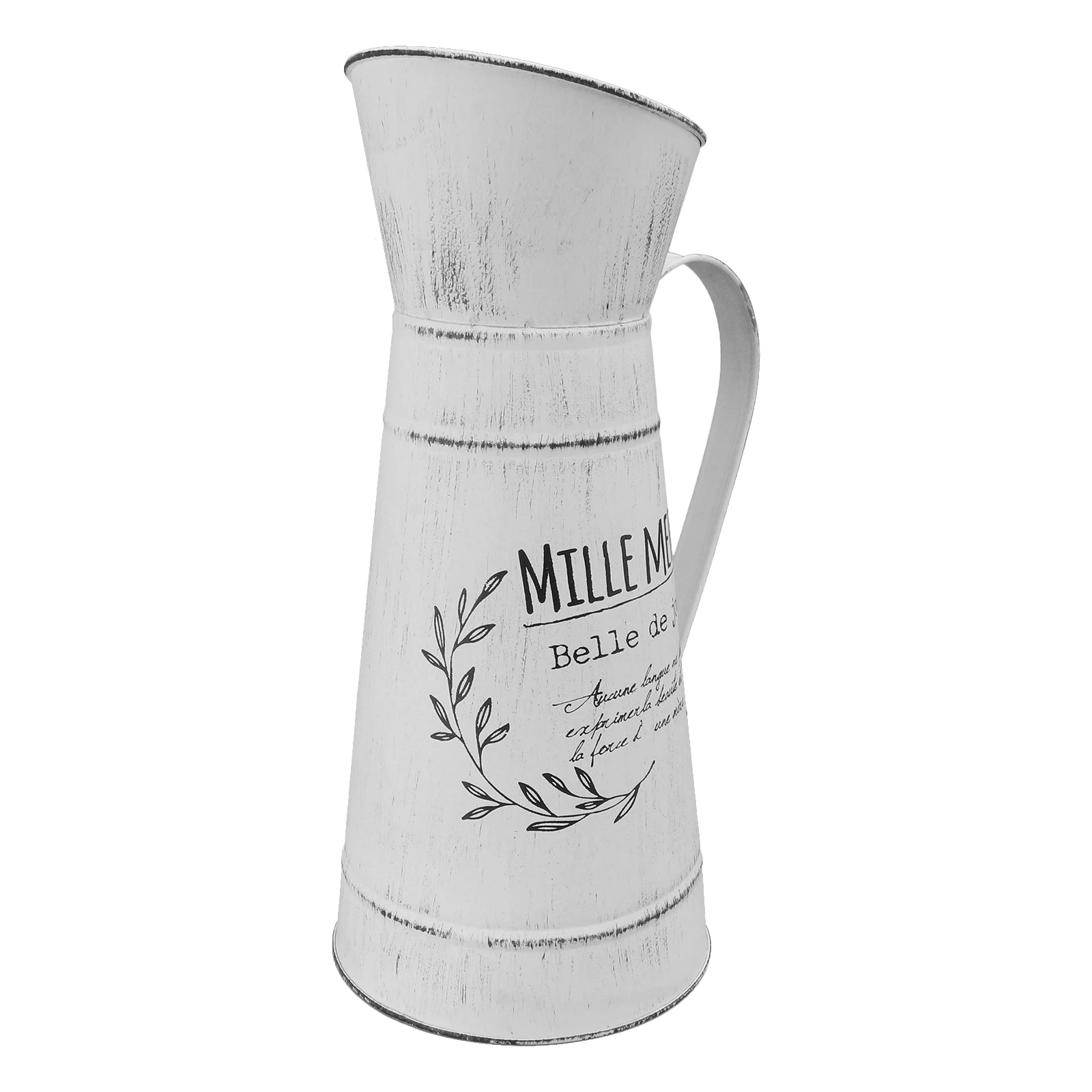 

Retro Vase Large Size Tin Flower Pot Metal Barrel Shaped Home Decor Iron Kettle for Dried Flowers Balcony Garden