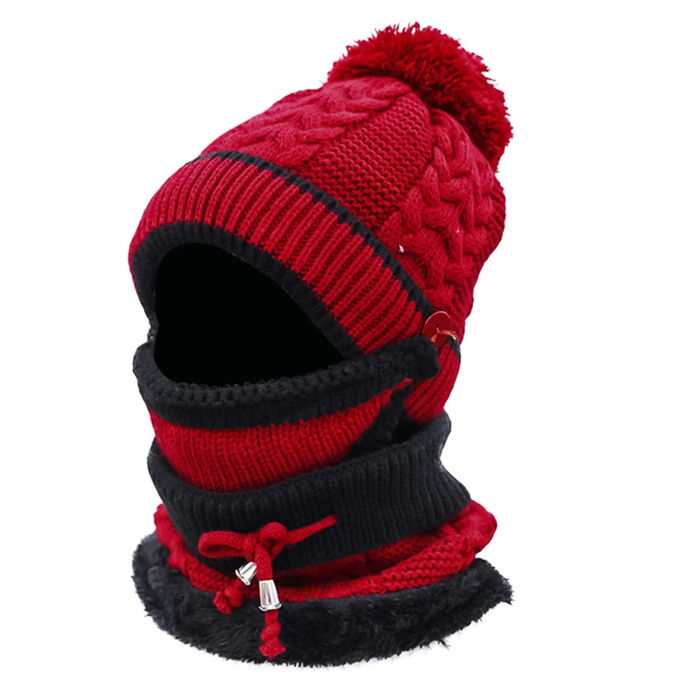 

1 set Knitting Scarf Set Knitting Mask Hat Thickened Woolen Yarn For Winter Accessories Scarf Hat Mask Set