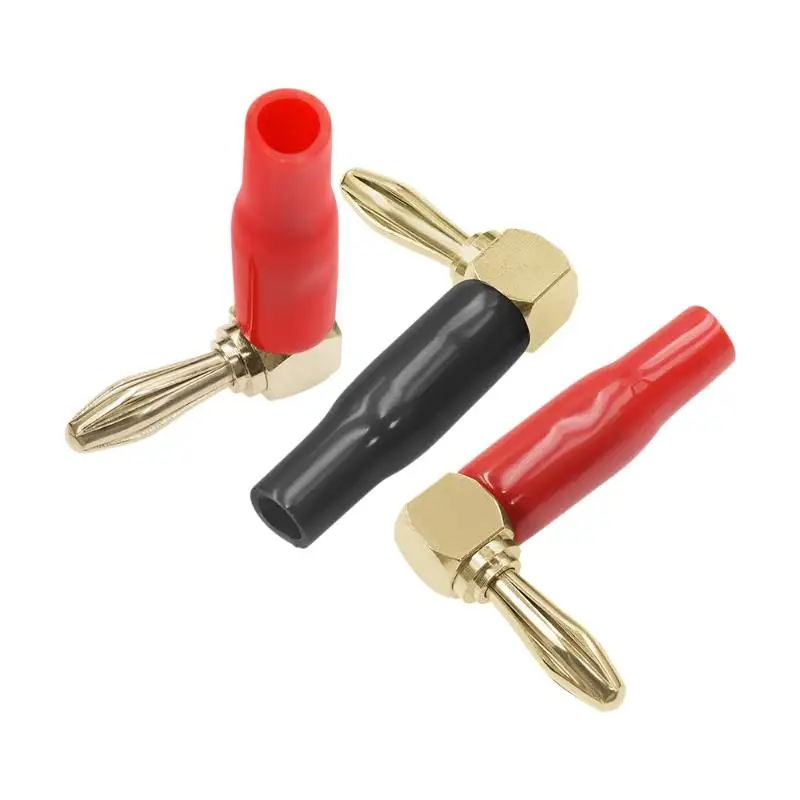 【Y】4/8Pcs Soft Plastic Shell 90° Connectors 4mm L-shaped Right Angle Banana Plugs For Audio Video & Speaker Systems