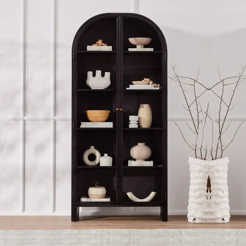 

American simple solid wood bookcase living room light luxury modern display cabinet arched locker wall decorative cabinet all so