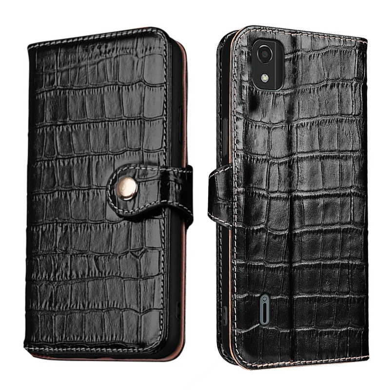 

Чехол-кошелек с текстурой крокодила из натуральной кожи для Nokia C2 2nd Edition C3 C1 C01 Plus C02 Filp Магнитный кожаный чехол для телефона