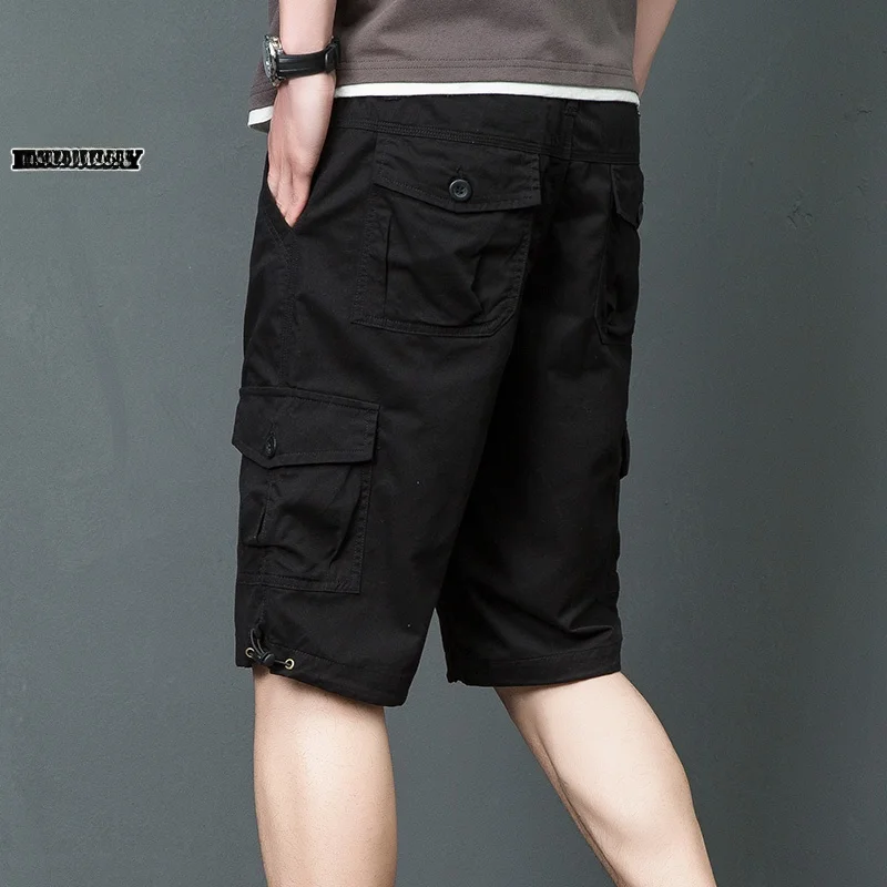 

Мужские свободные хлопковые шорты длиной 5 дюймов, черные, повседневные, летние, модные, рабочие, прямого кроя, немнущиеся, молодежные