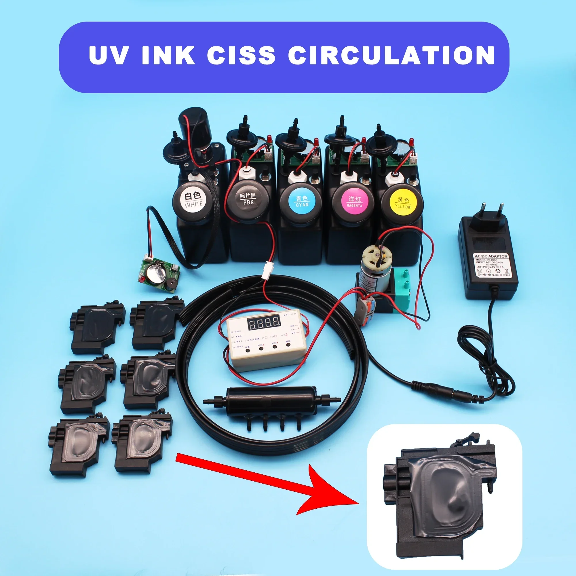 L1800 UV DTF Ink Circulation For Epson L800 L805 AB Film UV White Tank CISS With Stirrer Mixer Ink Tank Bulk Ink System