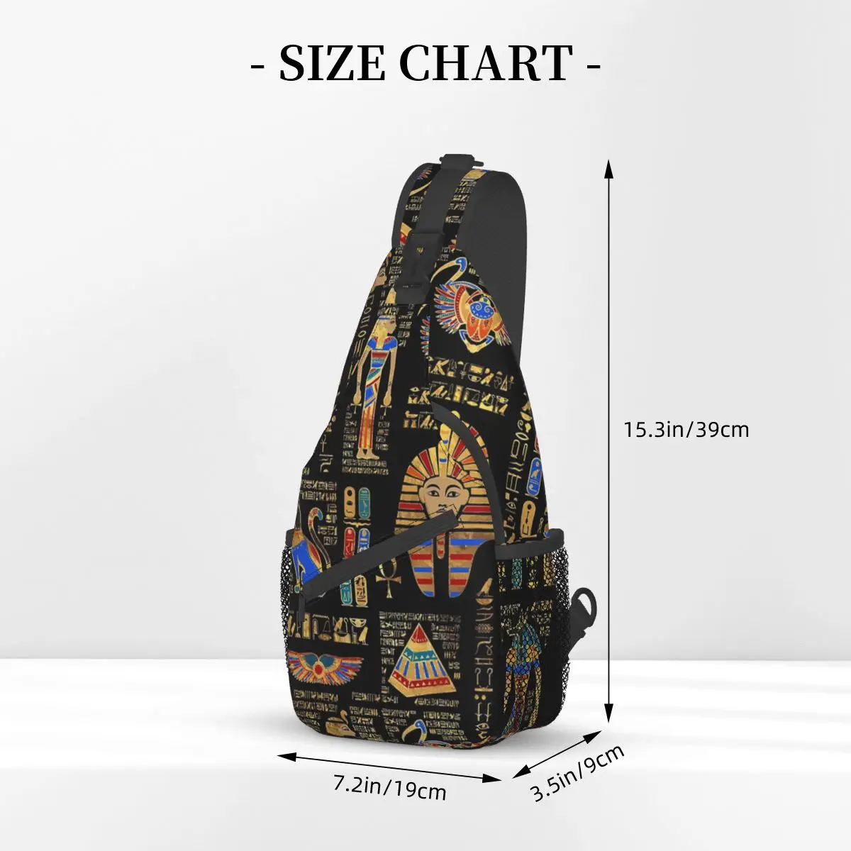 Sac à bandoulière avec motif égyptien, sac à dos à bandoulière pour la poitrine, sac à bandoulière pour la randonnée, les voyages, les divinités, les hiéroglyphes éma ens