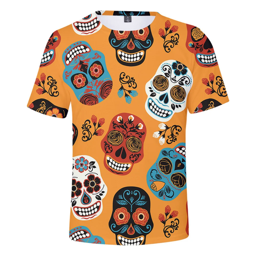 3D Print Classic Day Of The Dead T Shirt Men Women Summer Short Sleeve Funny T-shirt Graphic Tees Mexico Holiday Cosplay Costume