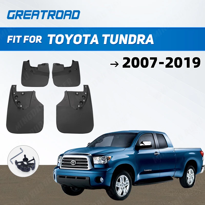 4Pcs Mud Flaps Splash Guards For Toyota Tundra 2007 08 09 10 11- 2019 Front and Rear Mudguards High Grade Semi-Rigid ABS Platic