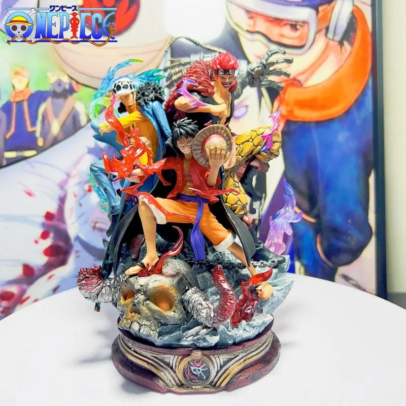 

22cm One Piece Figurine Three Captain Anime Figur Law Luffy Action Pvc Model Statue Doll Collection Decoration Gifts Toys