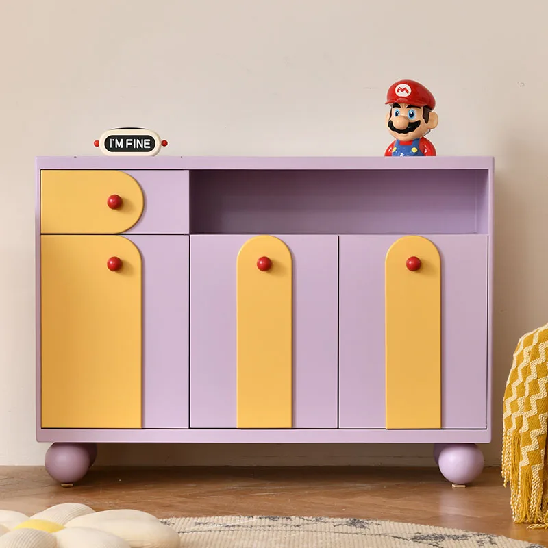 

Internet celebrity side cabinet dopamine chest living room storage color contrasting porch locker cream style