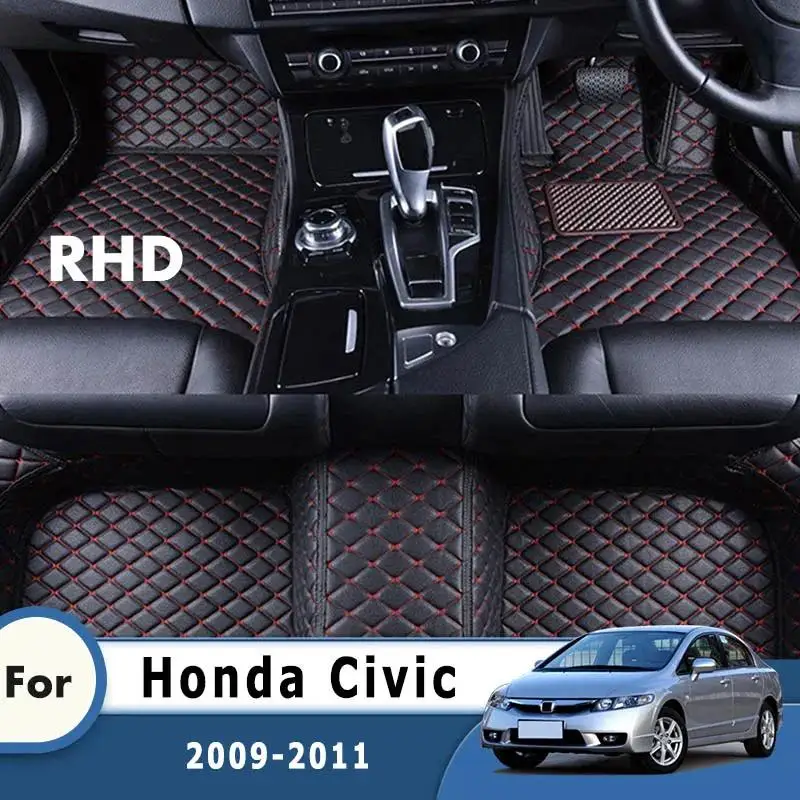 

Автомобильный коврик для Honda Civic 2011, 2010, 2009, кожаный, водонепроницаемый, аксессуары для интерьера автомобиля