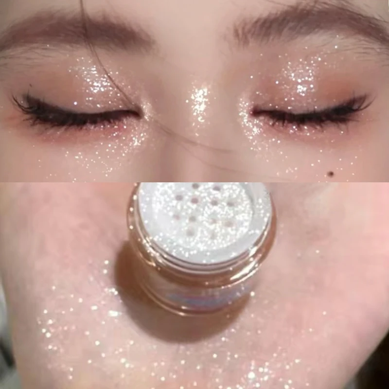 플래시 다이아몬드 아이섀도우 하이라이트 파우더, 오래 지속되는 실키 텍스처 글리터 진주 파우더, 페이스 바디 하이라이트 메이크업 화장품, 1PC