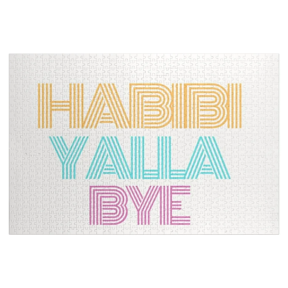 Habibi-rompecabezas personalizado de yalla bye para niños, juguetes personalizados con nombre, animales de madera