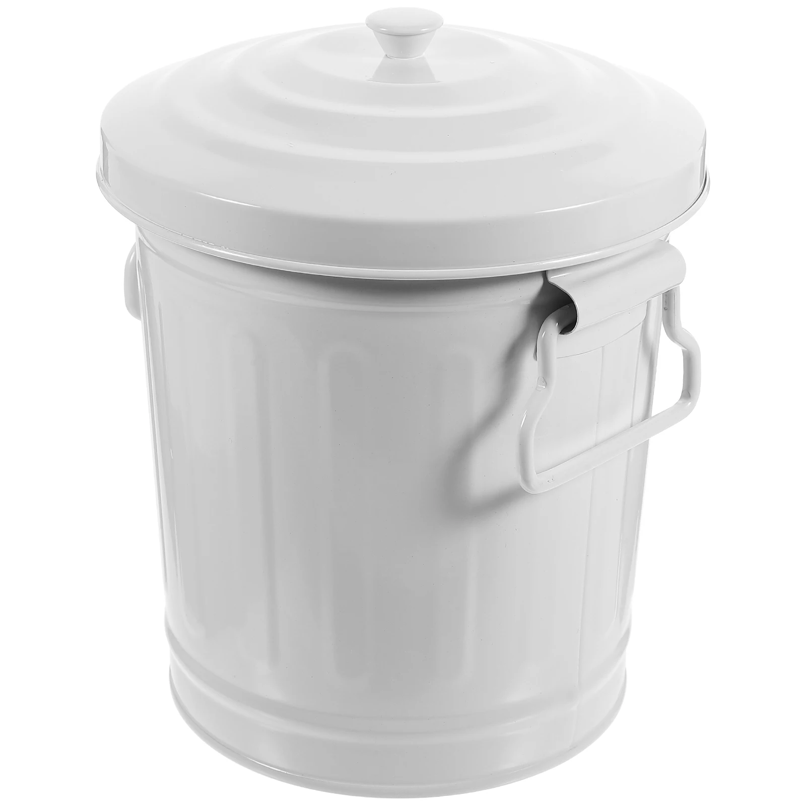

Office Desk Pen Holder Trash Can Lid Stationery Storage Container White Bucket for Home Bedroom Study Room Practical Pencil