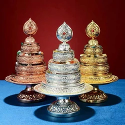 Buddhist Manza ,Multicolor Alloy Tibetan Handicraft Auspicious Tribute Buddhism Plate, Tantric  Altars Desktop Decorative,1 Set