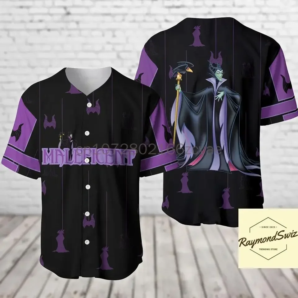 2024 New Disney Villain Maleficent Baseball Shirt Custom Name Men Women Short Sleeve Shirt Casual Sports Baseball Jersey