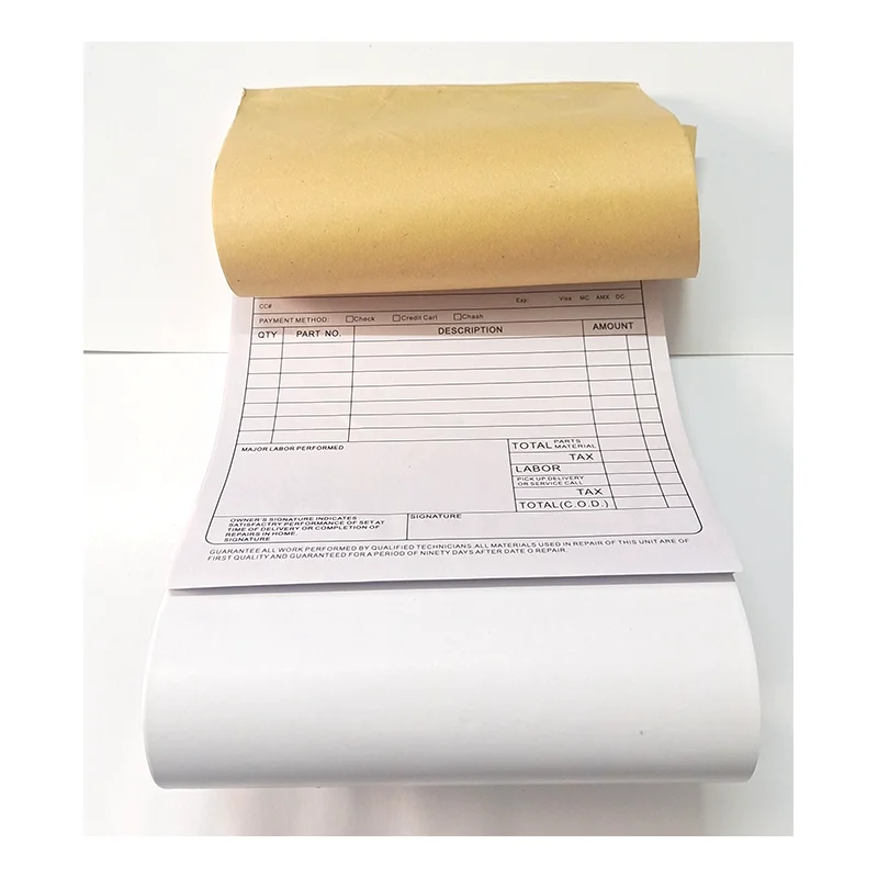 Carbonless Paper 2ply/3ply/4ply Receipt Books Printing Custom For Workoffice