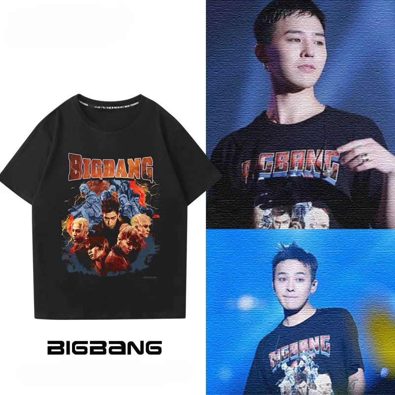 

Tide Brand Rock Band BIGBANG GD Same T-shirt Short-sleeved Male and Female Couples Band Summer Loose Trend Support Top