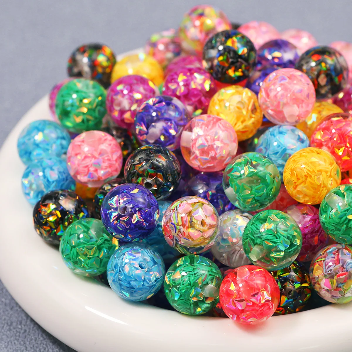 16mm Harz Pailletten Runde Perlen Handgemachte DIY Schmuck Machen Perlen Lose Perlen Spacer Perlen Zubehör