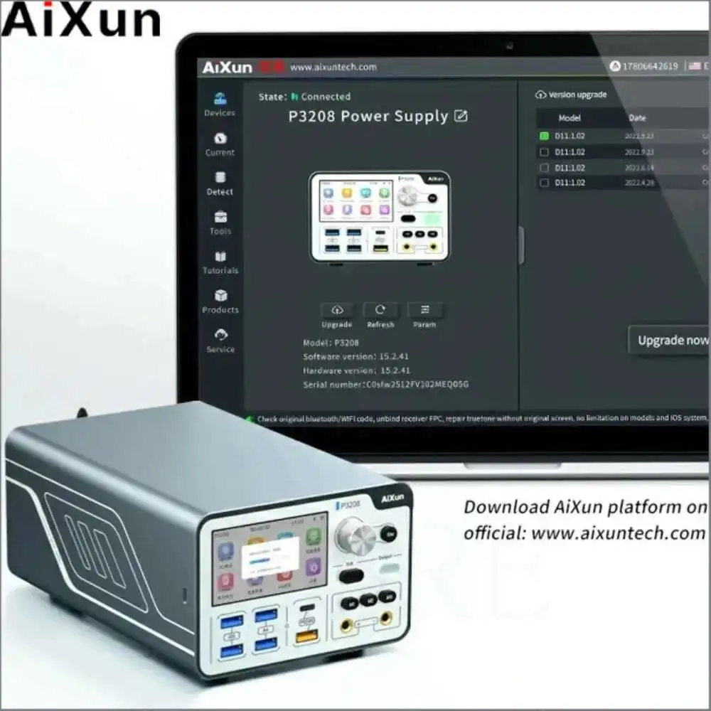 

AIXUN P3208 320W Smart Regulated Power Supply for Phone 7-14ProMax Support PD/QC Fast Charge Protocols One-button Power-on Cable