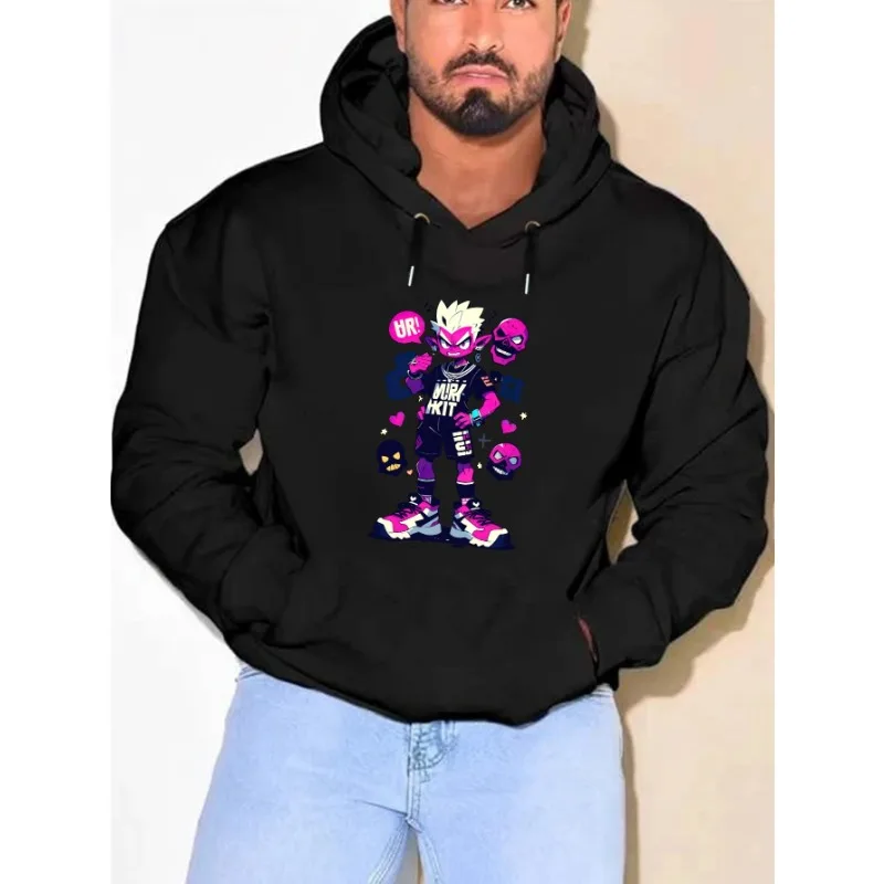 

Men's Fashion Print Hoodies Cartoon Character Pattern Outdoor Casual Pocket Long Sleeve Sweatshirt Versatile Sport Autumn Winter