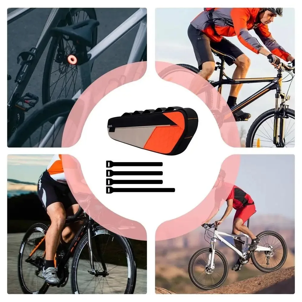 New Triangle Bicycles Frame Bag Large Capacity Thin Bikes Saddle Bag Space Saving Waterproof Bicycles Pouch