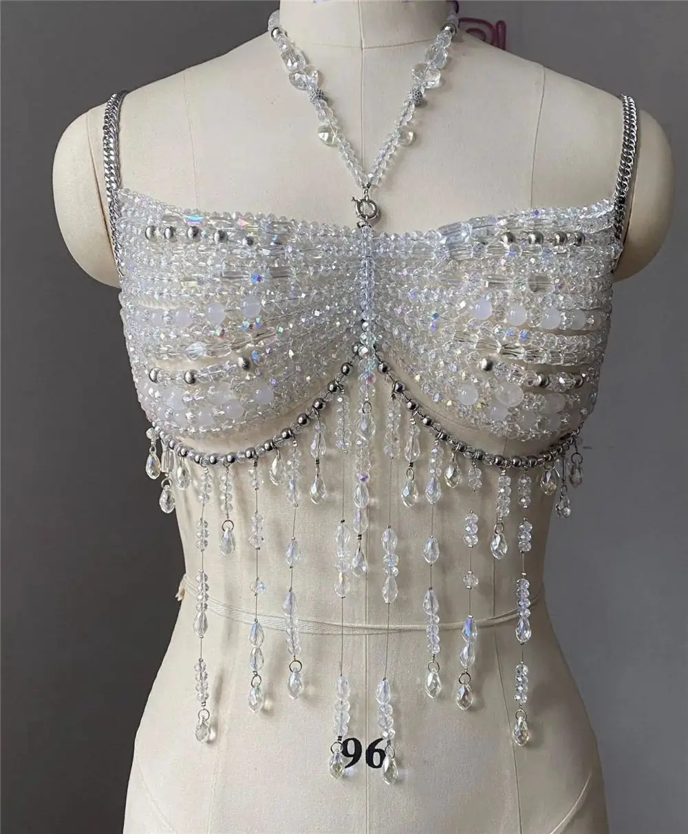 الرسن سترة المرأة بلا أكمام مفتوحة الظهر سليم صالح كريستال مطرز الأعلى الخروج القمم للنساء موضة عادية الرسن الرقبة تانك القمم