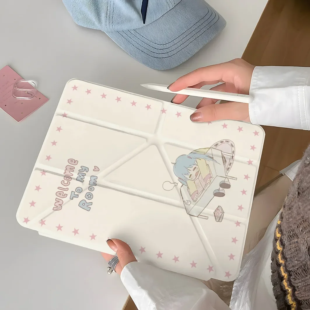 Anime Girl Y2K Tablet Case For iPad Pro 11 12.9 13 8.3 M2 M4 M3 9.7 10.2 5/6th 7/8/9 10th 11th Mini 6 7 Air 3 4 5 6 Stand Cover