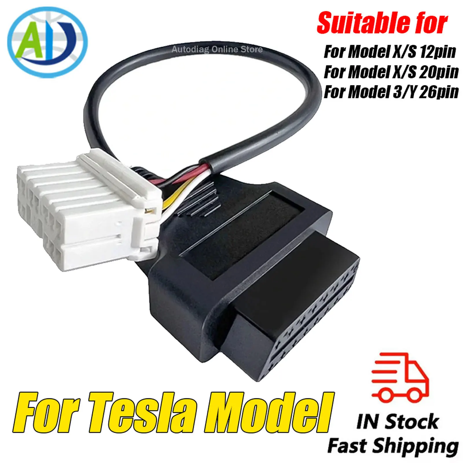 

OBDII Connector For Tesla Model S Model X Model 3 Model Y OBD2 Diagnostic 26Pin 20pin 12pin Harness For X431 Scanner