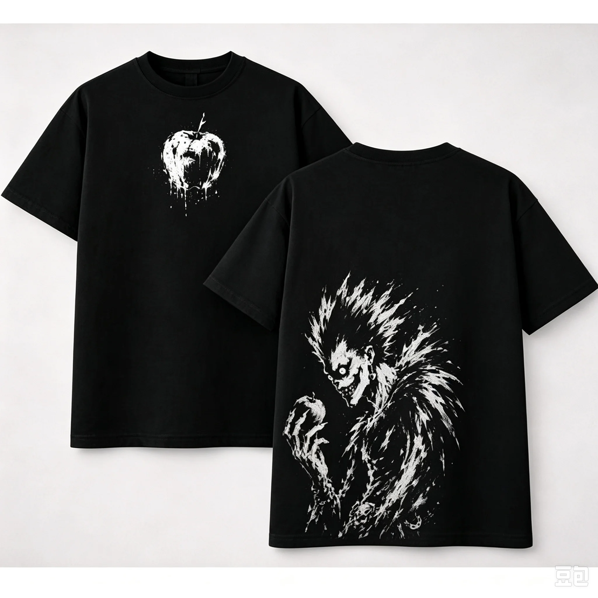 DEATH NOTE Ryuk Anime T‑Shirt Vintage Dark Drip Apple Print Oversized Unisex Crewneck Short Sleeve Otaku Casual Streetwear Tops
